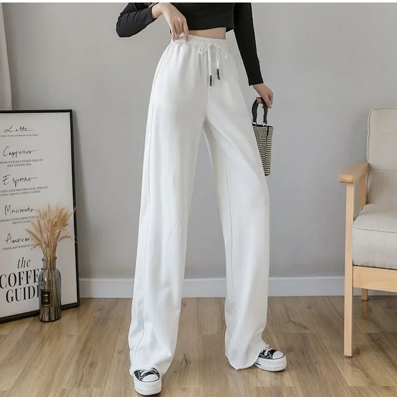 Trousers for Women Black Drawstring Purple with Pockets Loose Baggy Female Pants Straight Leg Clothes Casual Outfits New in 90s