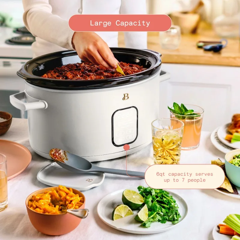 Beautiful 6 Qt Programmable Slow Cooker, White Icing by Drew Barrymore