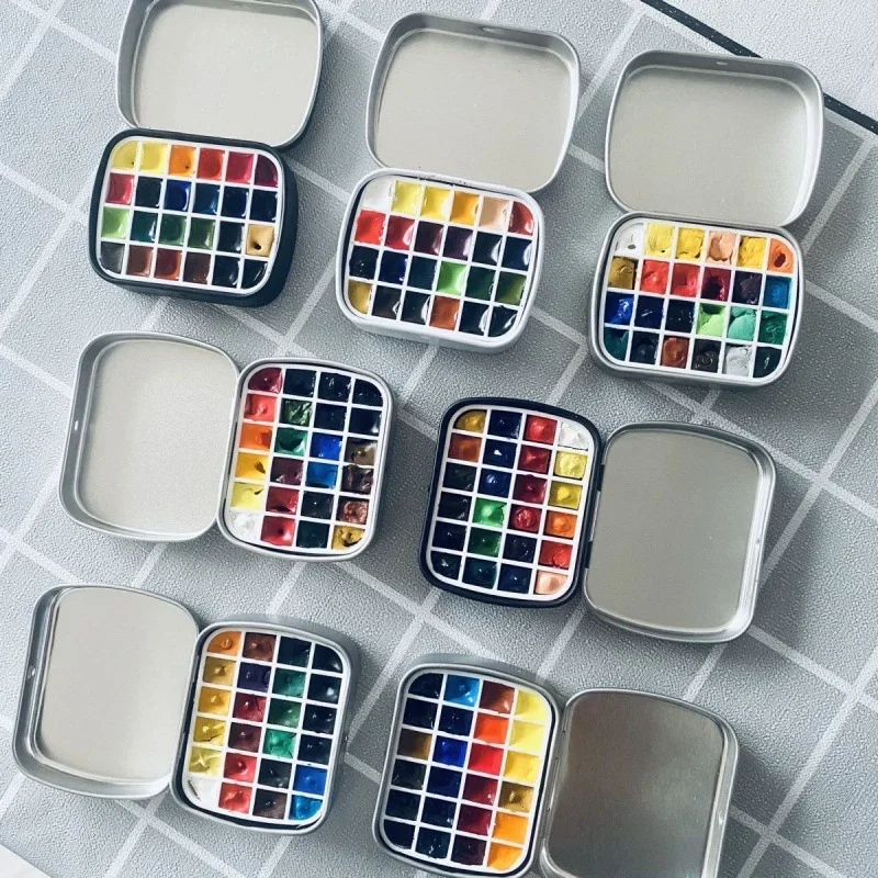 Portable Empty Watercolor Tin Box 12 grids Mini Watercolor Paint Palette Travel Painting Paint Tray Art Supplies