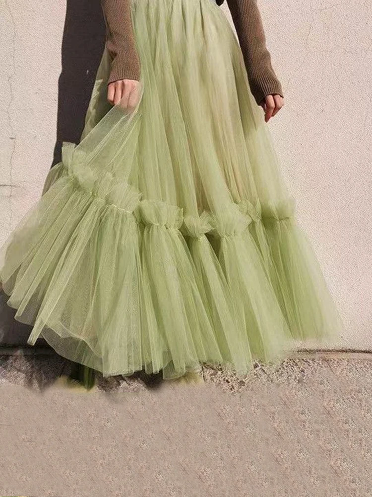 Gonna Lunga In Tulle Con Fiori 3D - Vita Alta Elastica, Strati Sovrapposti, Per Donne - Foto 12