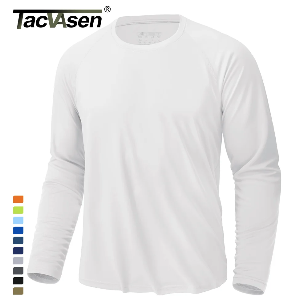 TACVASEN 남성용 UPF 50 + 자외선 차단 티셔츠, 빠른 건조, 긴 소매 운동 티셔츠, 퍼포먼스 스포츠 티셔츠, 티 탑
