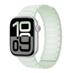 Magnetic Silicone Smartwatch Strap - Premium Adjustable Wristband Bracelet for Series 11 - 10 46MM (Soft mint)