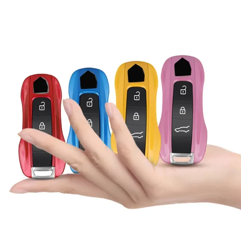 Solid Color ABS Remote Smart Car Key Case Cover Fob Accessories For Porsche Panamera Macan 718 Taycan 911 Cayman Boxster 9ya 971 key case cover key case car key shell flip key fob shell