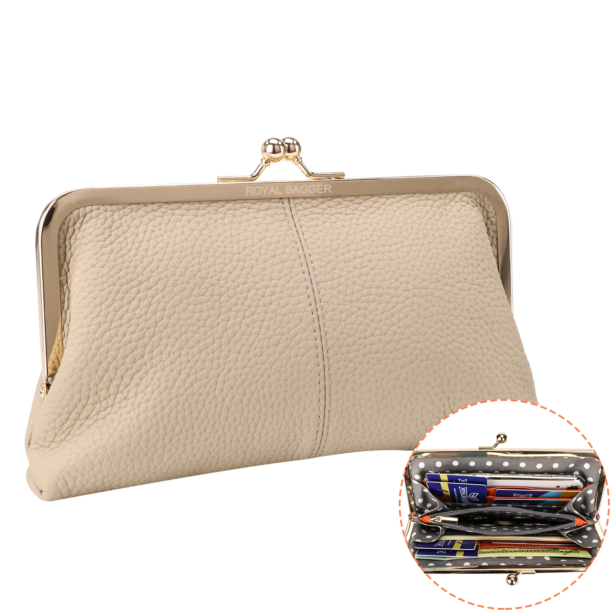 Royal Bagger Kiss Lock portemonnee voor vrouwen RFID Royal Bagger Kiss Lock portemonnee voor vrouwen RFID
