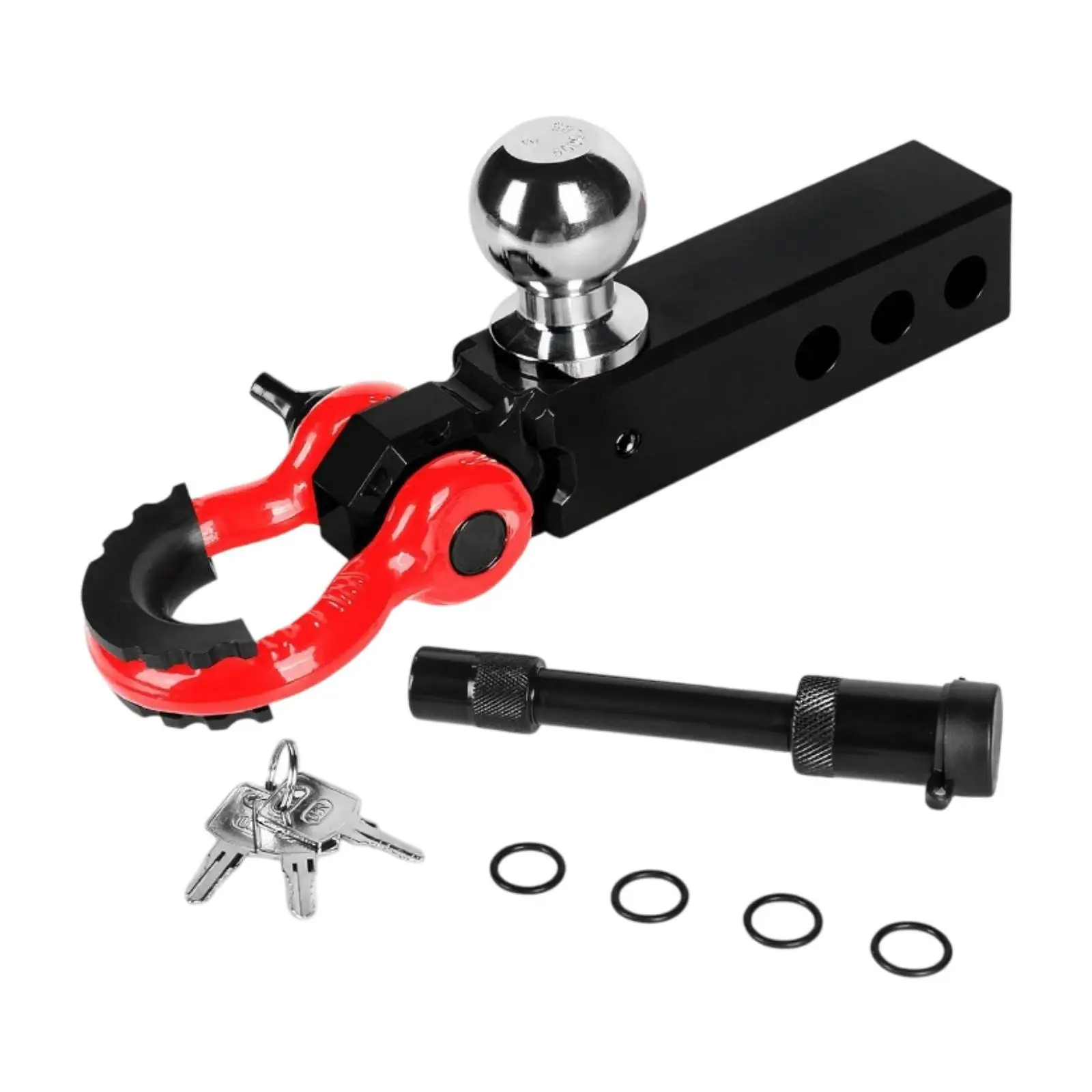 Trailer Hitch for 2 inch Receiver Black Accessory Premium with Tow Shackle for Rvs Suvs Simple Assembly Towing Accessories