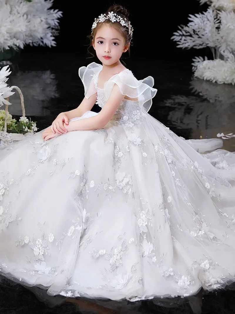 

New children's dress, flower girl wedding dress, little girl hosting, fluffy princess dress, runway show performance dress