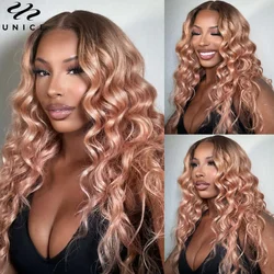 UNice Hair 13x4 Lace Front Wig Peachy Blonde Body Wave Wig With Dark Roots