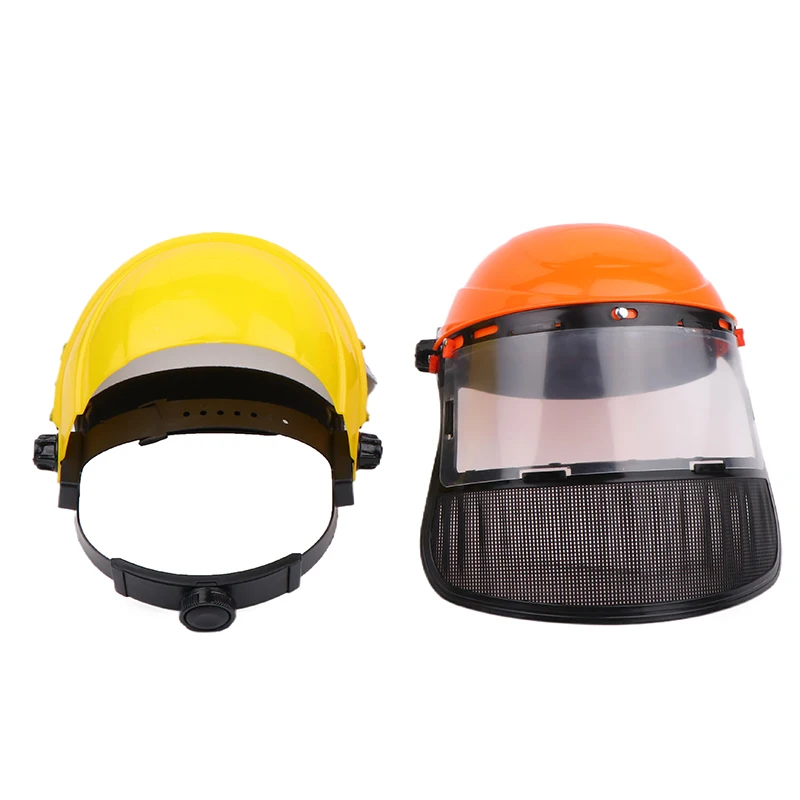 1PC Garden Trimmer Helmet Safety Helmet Grass Trimmer Safety Helmet Hat Full Face Mesh Protective Mask Logging Brush Cutter Forestry Protection