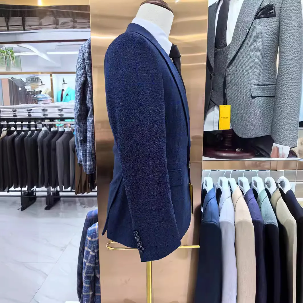 Suit Coat Vest Pants Male Business Slim Fit Blazers Set 3 Pieces / Men's Wedding Groom Jacket Trousers Waistcoat