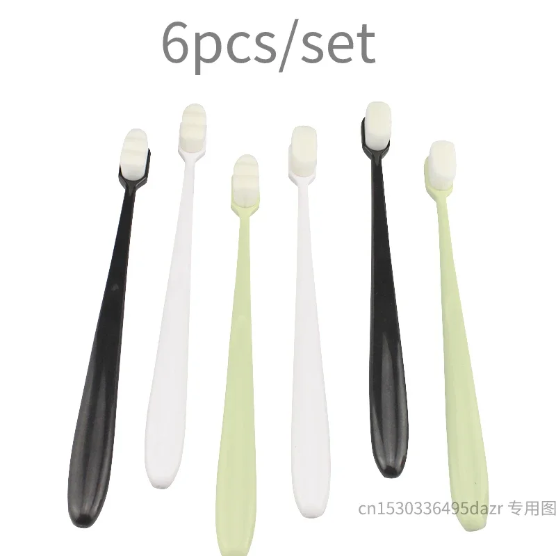 

Sdatter 6Pcs Ltra-fine Toothbrushes Wave Nano Million Bristles Micro Soft Tooth Brush With Holder Portable Oral Care Eco Product