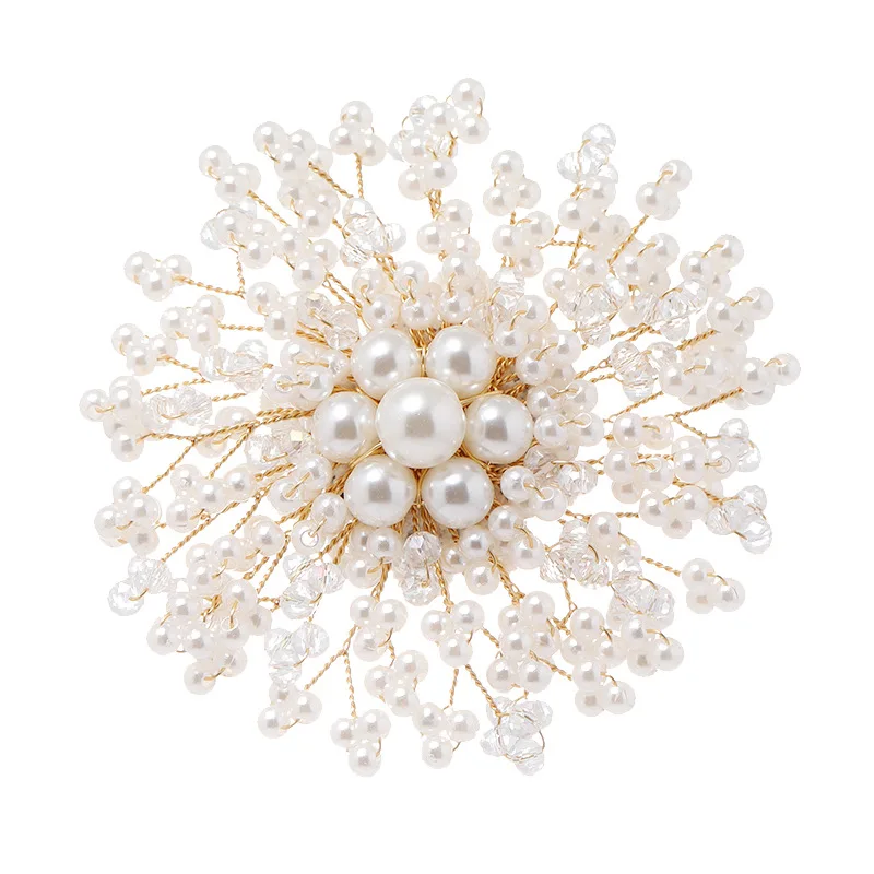 Elegant White Crystal Pearl Brooches For Women Girls Luxury Gold