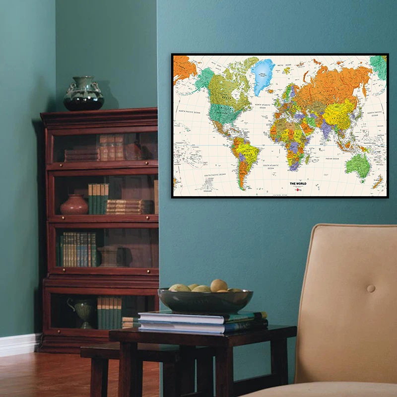 

2x4ft The World Physical Map Revised 2010 HD World Map For School/Office Classroom Wall Decoration