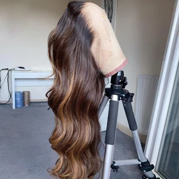 180Density Ombre Brown Blonde Body Wave 5x5 Silk Base Jewish Human Hair Wig BabyHair HD Lace European Hair Glueless Daily