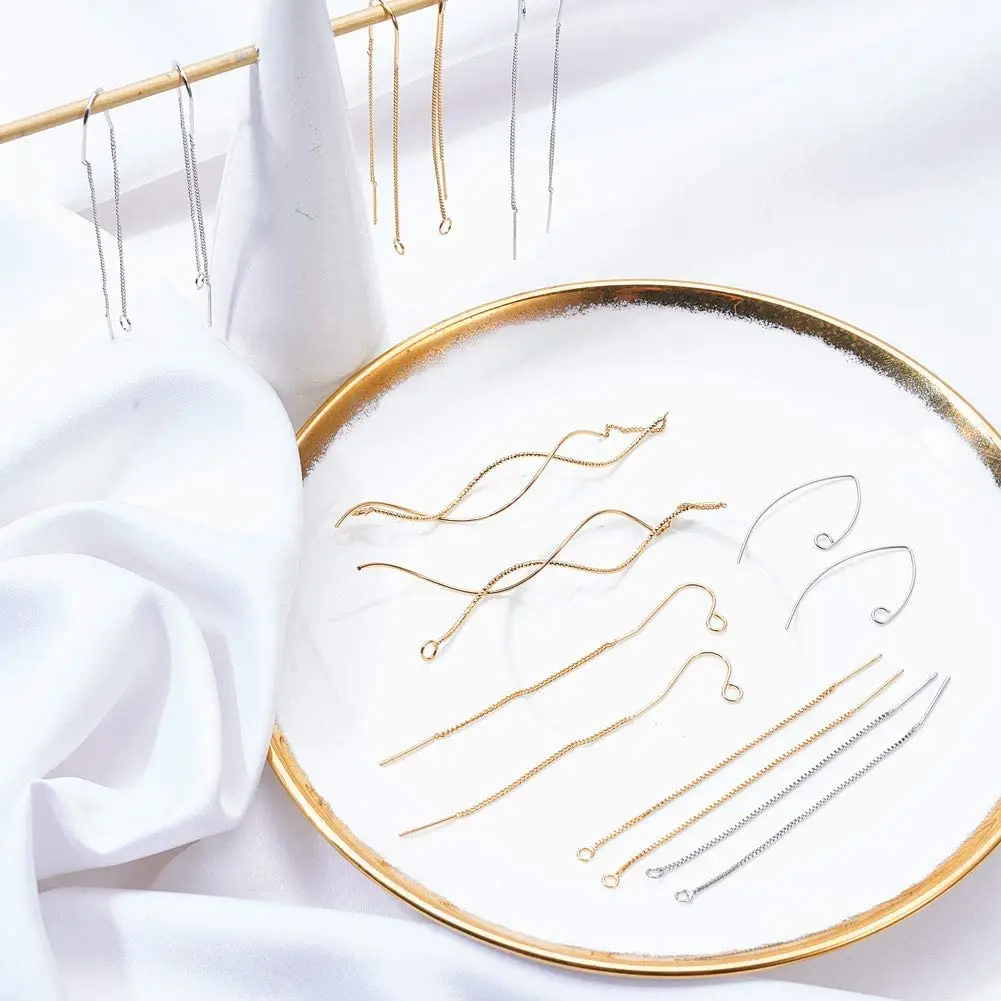 16PCS50PCSEarThreadsThreadersDangleDropLongChainEarringswith