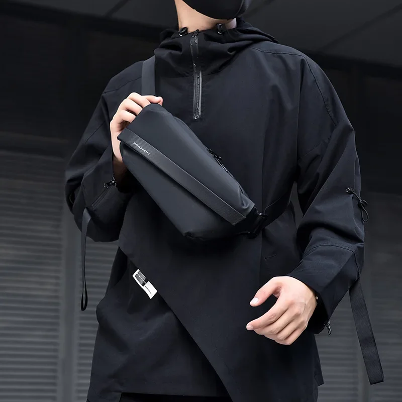 

Fashion Business Men's Solid Chest Bag Multifunctional Waterproof Single Shoulder Crossbody Bag Casual Travel Mobile Phone Bag