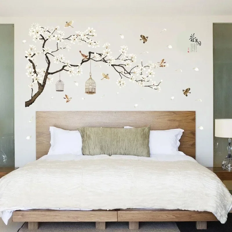 New 187*128cm Big Size Tree Wall Stickers Birds Flower Home Decor Wallpapers for Living Room Bedroom DIY Vinyl Rooms Decoration
