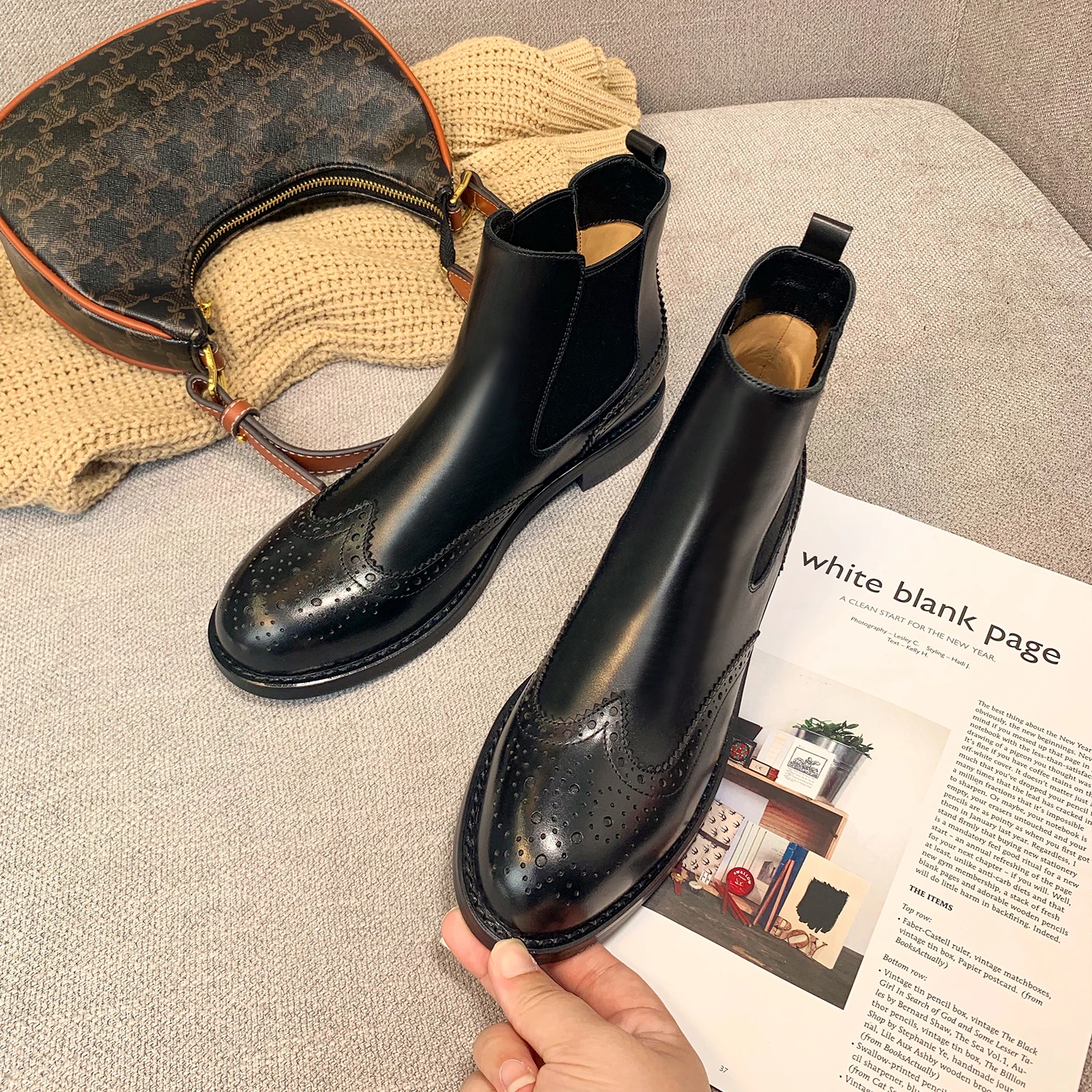 

Black Slip On Short Boots Round Head Solid Color Women Shoes Thick Heel Zapatos Mujer Ankle High Botas Femininas