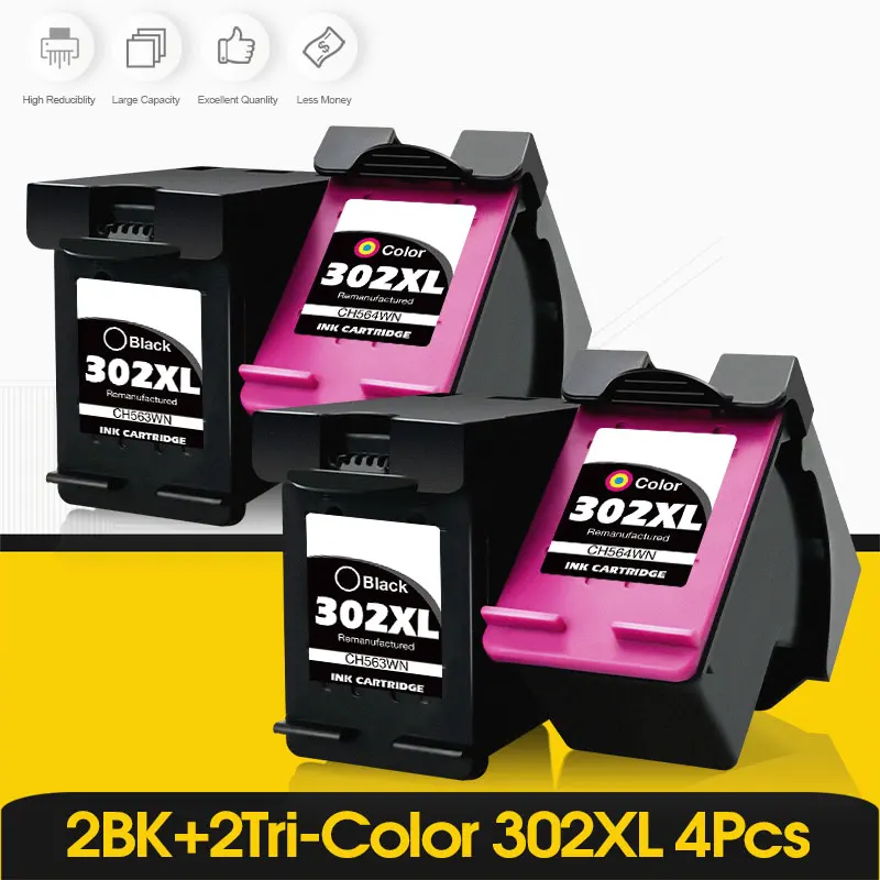 Alizeo 4 Pack Di Ricambio Per Hp 302 Xl Hp 302 Hp 302Xl 302Xl Cartuccia D'Inchiostro Per Hp Deskjet 2130 3630 Envy 4520 Officejet 4650