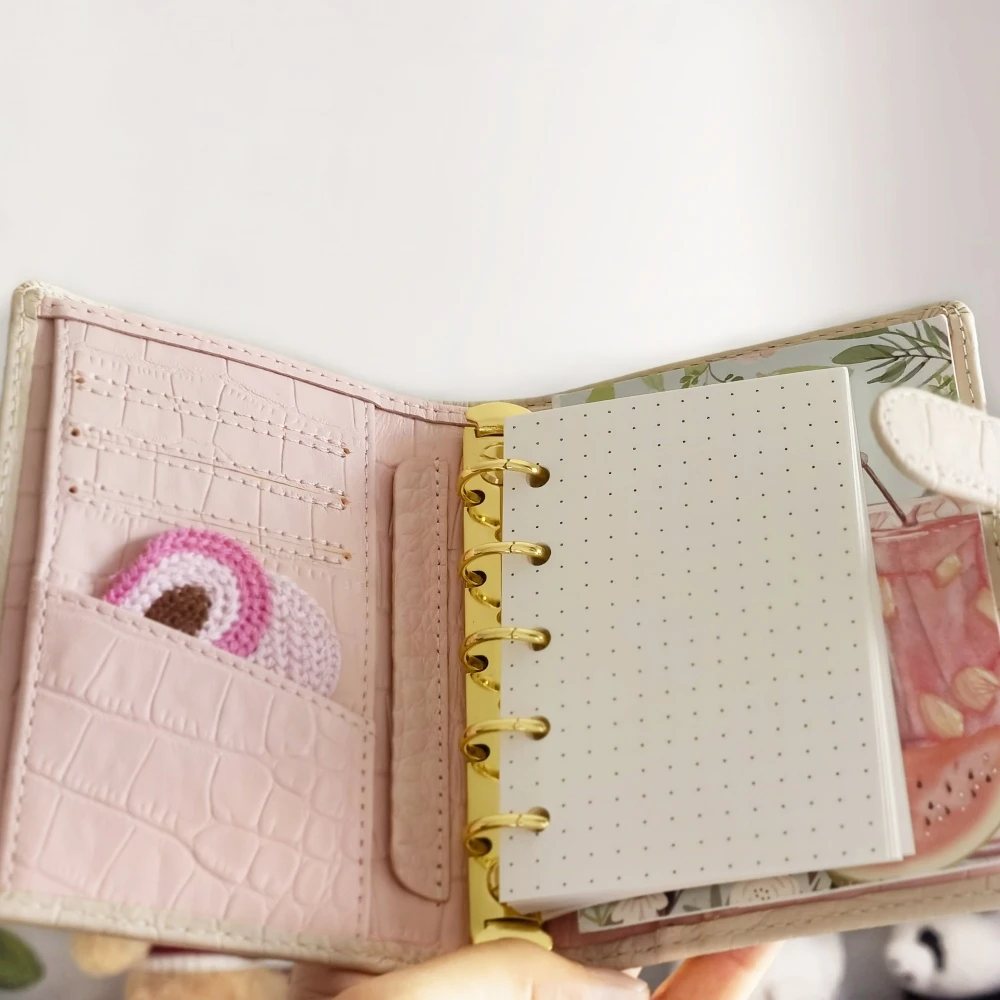  가죽 5 링, A8 미니 M5, 느슨한 잎 수첩 지갑, 휴대용 메모장, 의제 정리함..