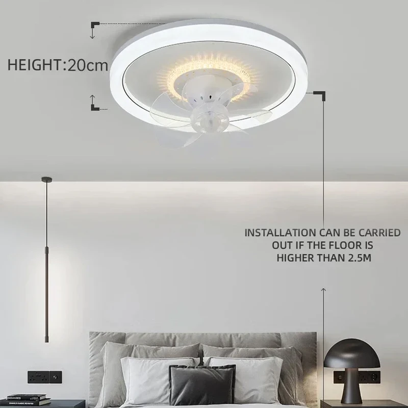 LED Modern Ceiling Fan Light 360&deg; Rotation Function Light Remote Unlimited Adjustment Bedroom Decorative Lighting