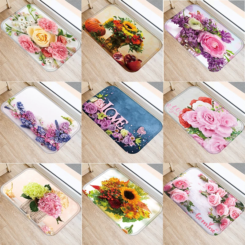 Felpudo De Navidad Con Diseño Floral - Antideslizante, Lavable, Perfecto Para Entrada, Cocina O Baño - 40x60 Cm