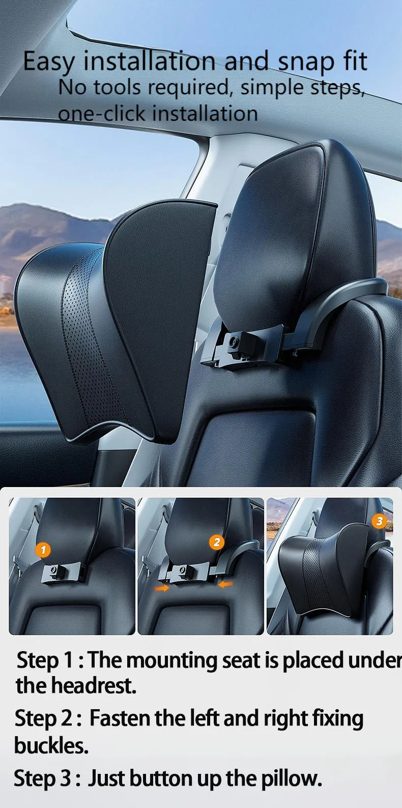 For Adjustable neck protector leather headrest for Tesla Model Y Juniper 2025 Mo