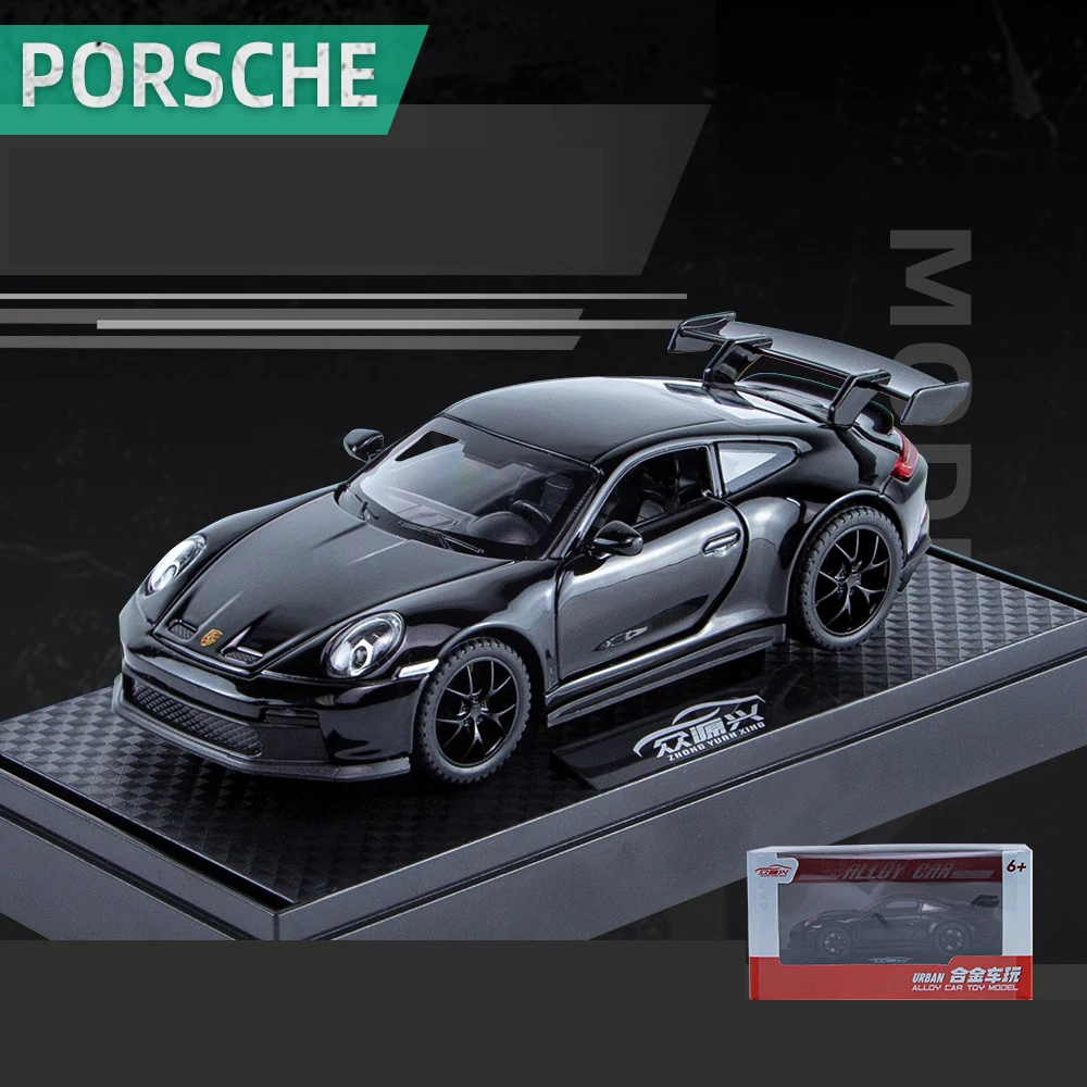 1:32 بورش 911 GT3 RS سبيكة سيارات لعبة نموذج الأطفال مصغرة سباق السيارات التراجع الصوت والضوء دييكاست مجموعة معدنية هدية