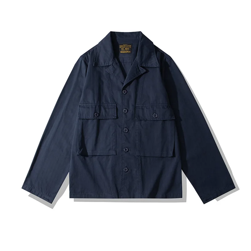 OKONKWO-Herringbone HBT Field Jacket M43 Cuban Collar Long Sleeved Outdoor Trekking Hiking Camp Hunting Climbing Travel Blouse
