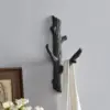 American retro tree branch decoration wall mounted coat and hat rack entrance wall decoration wall cast iron hook 1