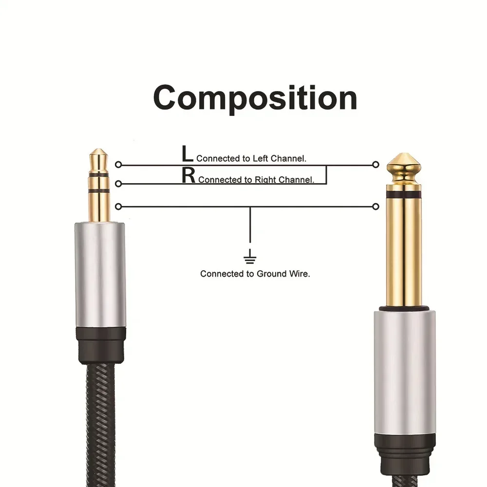 6.5 to 3.5 Jack Aux Cable Adapter for Speaker Guitar Amplifier TRS Audio Cable  Jack 3.5mm to 6.5mm Audio Cable Auxiliar - AliExpress