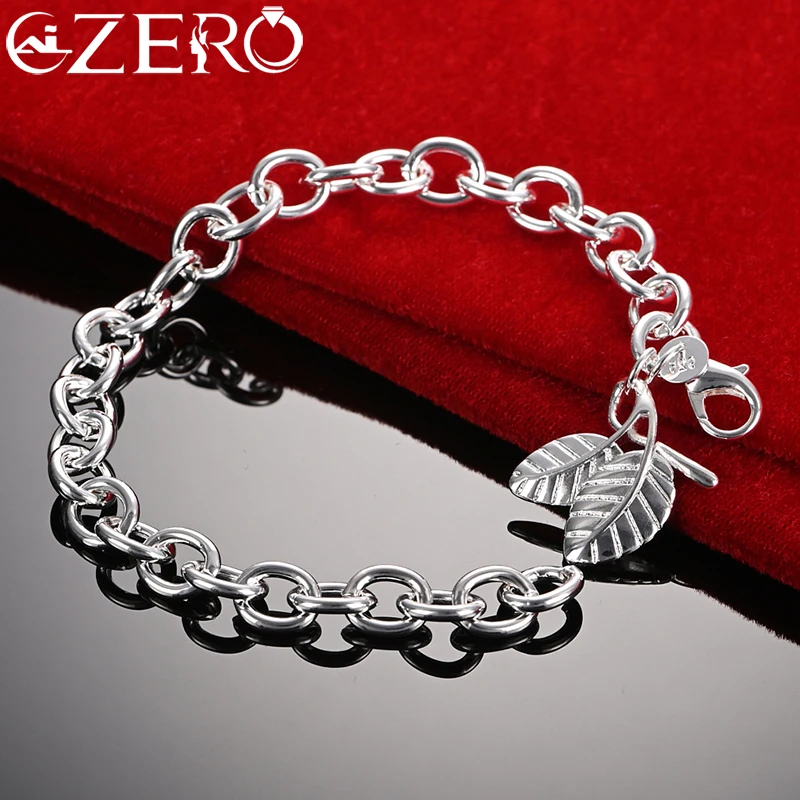 

Leaves Pendant Chain Bracelet For Women Man 925 Sterling Silver Fine Jewelry Simple Temperament Fashion Party Charm Accessories