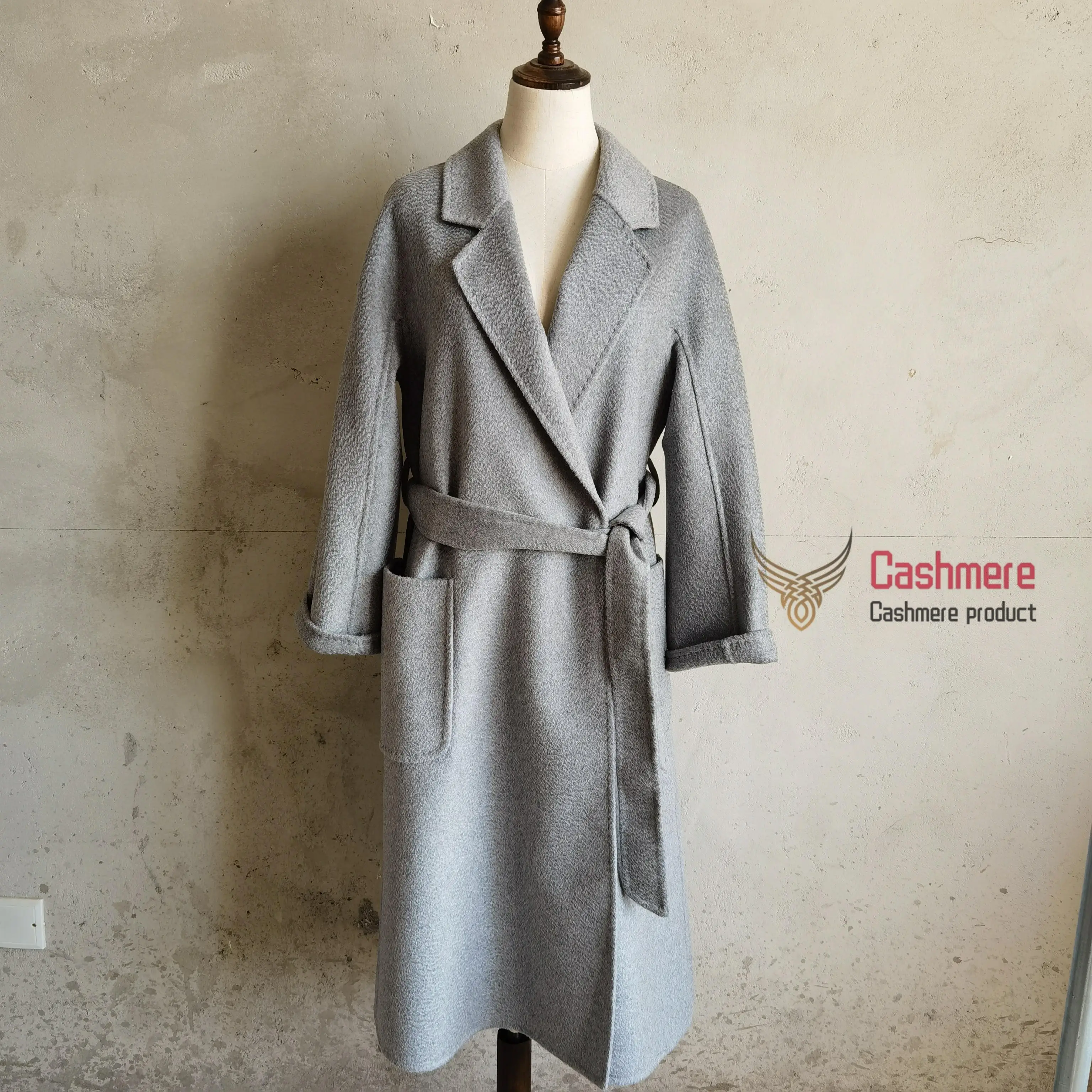 Winter Cashmere Coat Women Mid-length Wool Coat Water Ripples 2022 New Autumn 20% Cashmere Camel Coat With Black Coat Commuting shell jacket