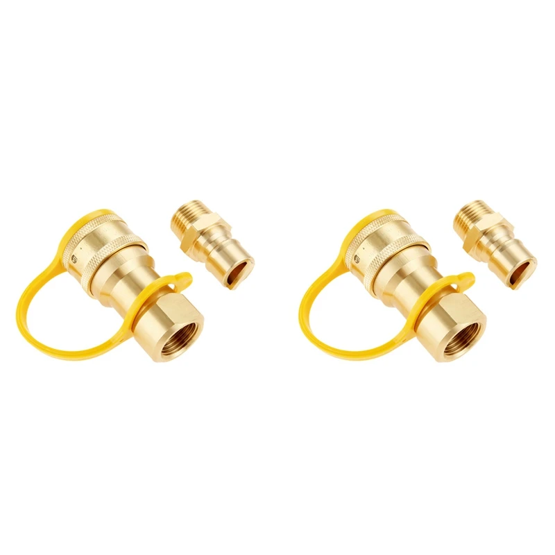 

2X 1/2 Inch Solid Brass Gas Propane Quick Connect Disconnect Fitting Connector Adapter