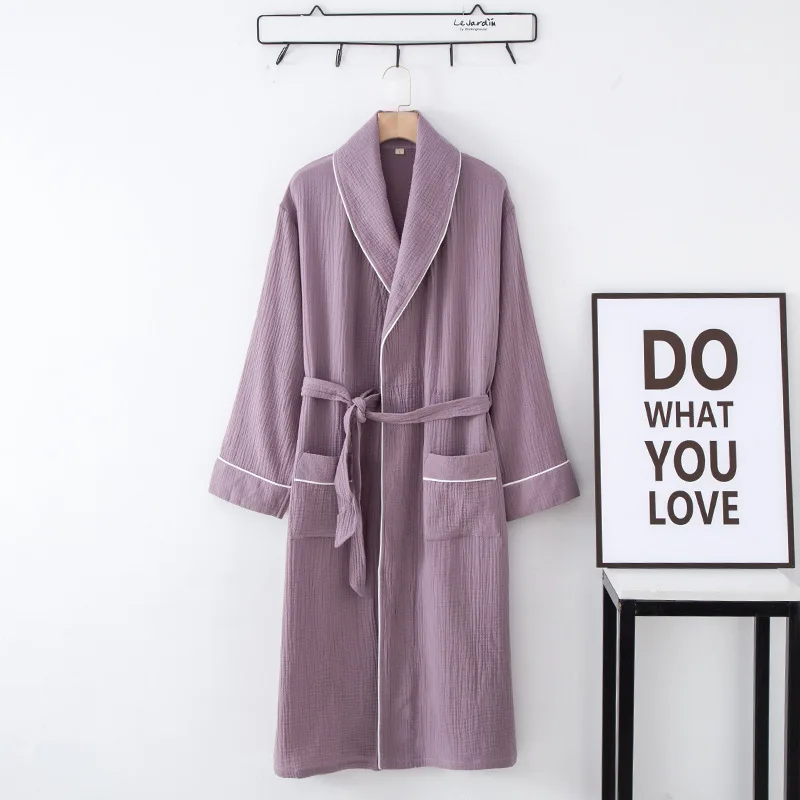 Women's Bathrobe Pure Cotton Large Size Spring Autumn Sleepwear Robe Long Sleeve Couple Home Wear Clothing Female Night Robes