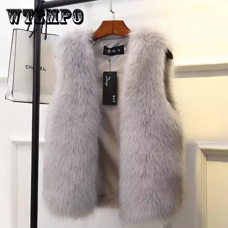

WTEMPO Women's Fur Vest Sleeveless Faux Fur Jacket Fur Coats Loose Winter Fall Fur Waistcoats Fashion Fluffy Gilet