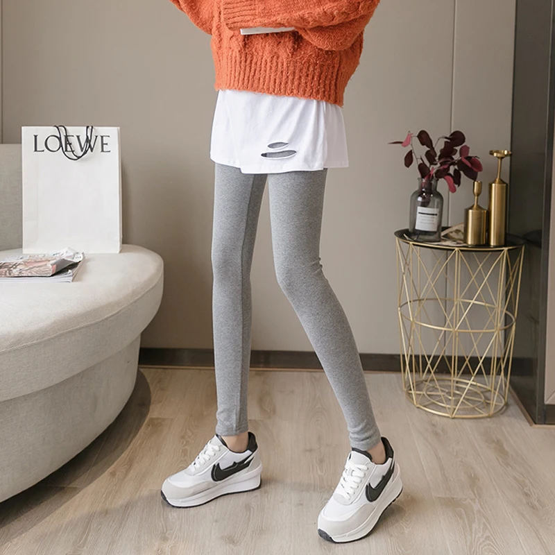 Spring and autumn thin leggings with skirts fake two large size fat MM increase plus fat female small culottes to wear together white leggings Leggings