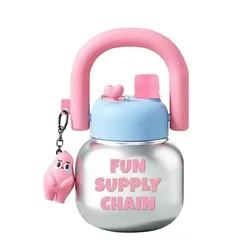 Large Capacity 800 ml Summer Sippy Cup with Lid and Pendant - Ideal for Juice, Milk, Bubble Tea, and Coffee (Silver)