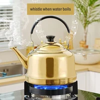 Bouilloire à sifflet en acier inoxydable épaissi, grande capacité, 2L, 4L, pot à soupe ajouté au restaurant, bouilloire à thé, eau bouillante 5