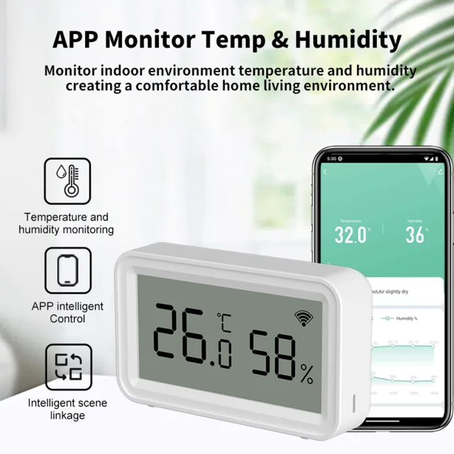 Tuya Zigbee/WiFi Temperature Humidity Sensor Smart Thermometer Hygrometer Home Monitoring APP Voice Control Work with Alexa 4