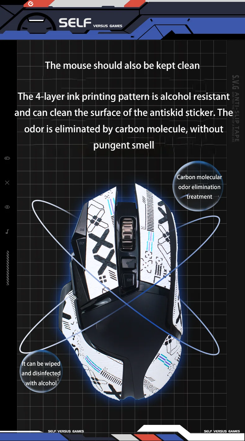 Anti-Rutsch-Maus-Aufkleber ist für Logitech G502, schweißabsorbierende Eidechsenhaut, Anti-Schweiß und Anti-Verschleiß-Schutzaufkleber geeignet – Detail 5