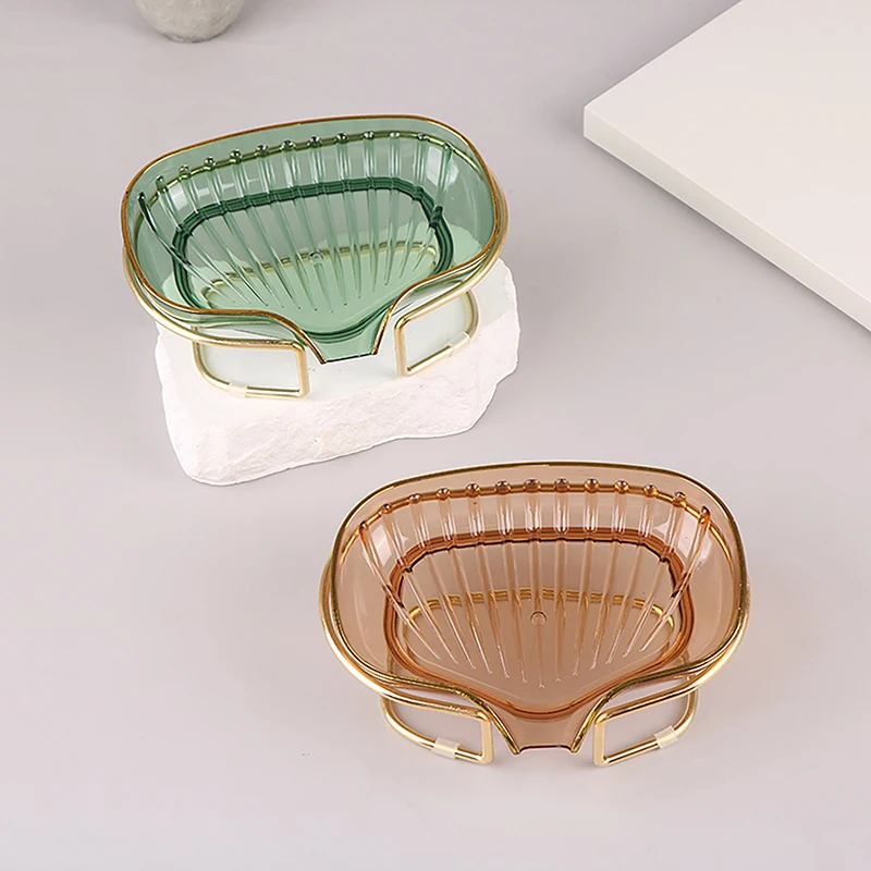 Bathroom Soap Dish Light Luxury Toilet Shower Soap Case With Drain Holder Storage Case Tray Container Bathroom Gadgets