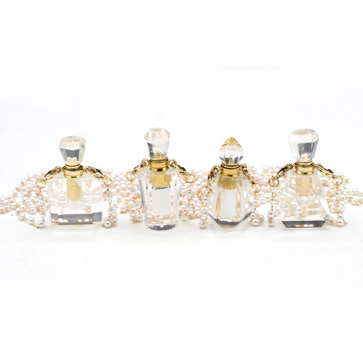 

Popular Glamour Essential Oil Diffuser Perfume Bottle White Crystal Reiki Prismatic Gemstone Agate Pendant Necklace Jewelry