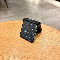 Rhombus Grid Luxury Leather Phone Case - Shockproof Back Cover - Flip 7 FE (Black)