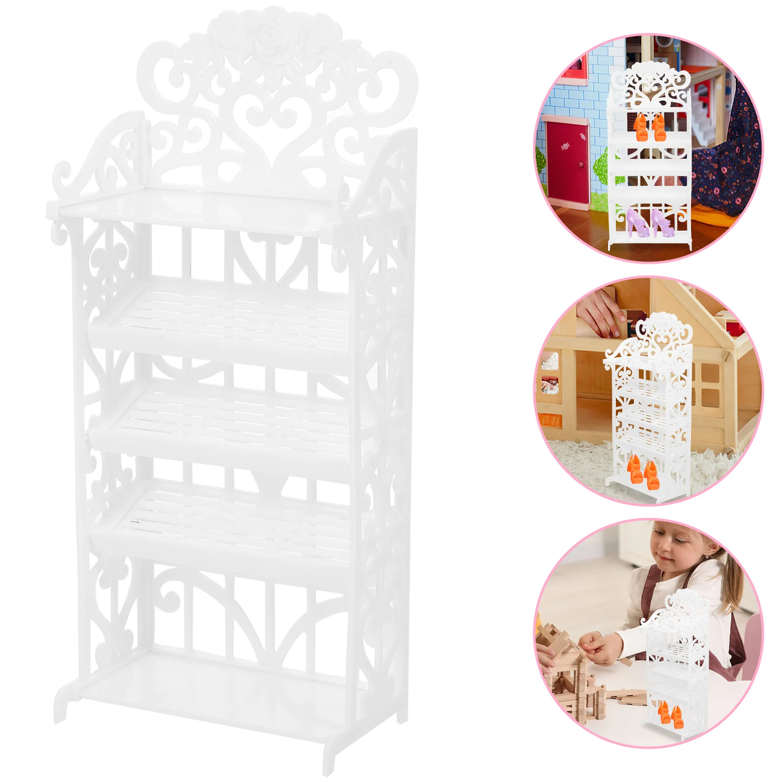 

Plastic Shoes Rack Doll Shoes Rack House Accessories for Dolls Furniture Children Toys Storage