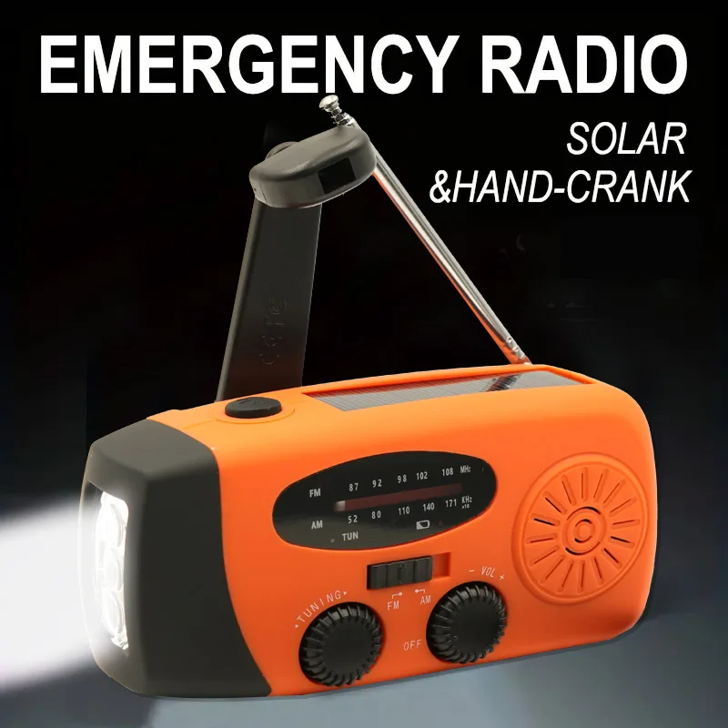 

Multifunctional Solar Hand Crank Radio FM AM WB NOAA Weather Radio 2000mAh USB Charging Emergency LED Flashlight Power Ban