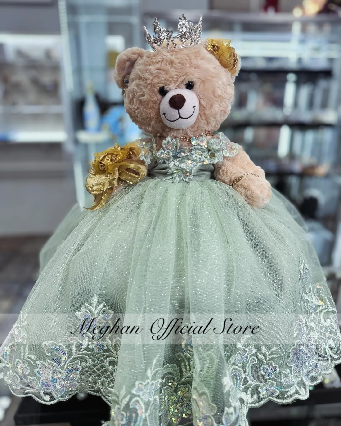 Off The Shoulder Link For Personalized Quinceanera Teddy Bear Dress Exquisite Tiered Appliques Customized Green