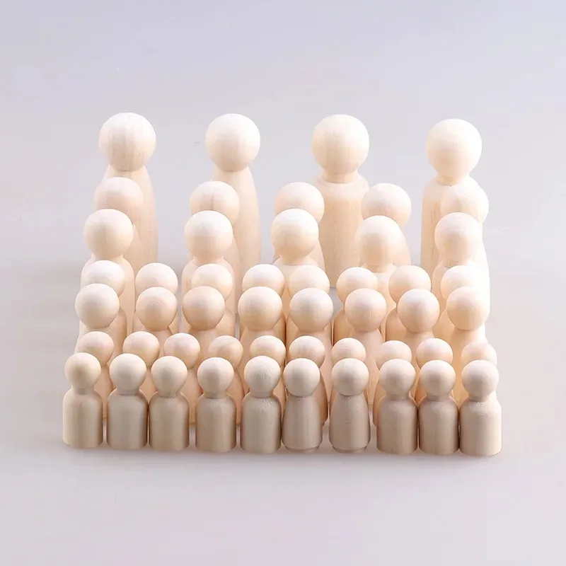 50PCS Natural Wooden Peg Dolls for DIY Painting Crafts 1