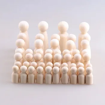 50PCS Natural Wooden Peg Dolls for DIY Painting Crafts 1