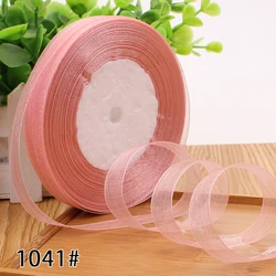 12mm Transparent Organza Ribbon - 50 Yards for DIY Crafts, Gift Wrapping & Decoration (1041 Coral Pink)
