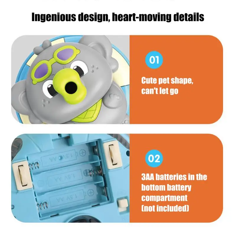 어린이 전기 장난감 부는 공 전기 장난감 소리와 빛 교육 회전 게임 상호 작용 동물 유치원